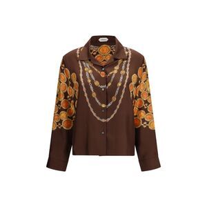 Versace Women Chain Print Buttoned Shirt